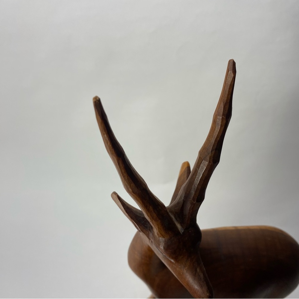 🎉LAST CALL🎉 2 MCM 14" Vintage Hand Carved Wooden Antelope Gazelle Sculptures - Picture 11 of 16